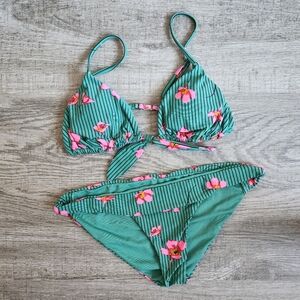 Billabong Floral Striped Bikini Set